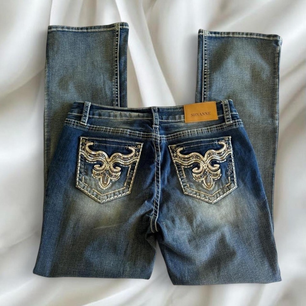 Y2K Shyanne rhinestone low‎ rise denim bootcut jeans country western boho